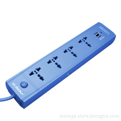 Power strip with universal standard, with 4 socket outlets + 2 USB plugs, overload protectorNew